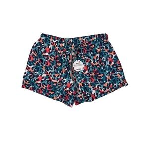 Boardies Apparel Womens Tropical Leopard Print Swim Shorts Teal Coral Size M